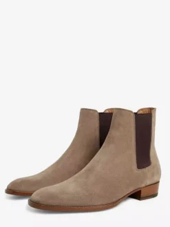 Suede Chelsea Boots Men's Round Toe Slip On Ankle Boots