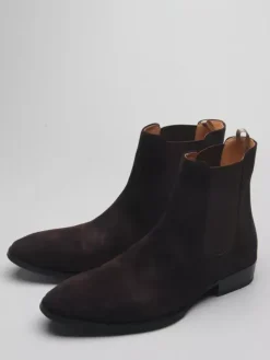 Suede Chelsea Boots Men's Round Toe Slip On Ankle Boots