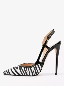 Suede High Heel Pumps Leopard Pointed Toe Slingback Pumps