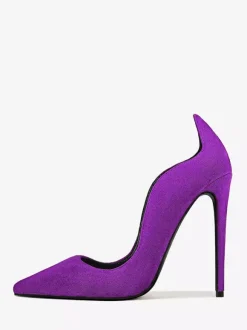 Suede High Heel Pumps Women's Pointed Toe Slip On Dress Pumps