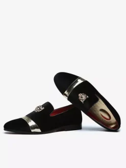 Suede Men's Loafers Round Toe Designed Flat Slip On Prom Shoes