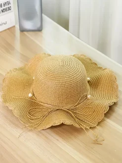 Summer Wave Wide Brim Straw Hat Sun Protection Beach Sun Hat For Women 2026