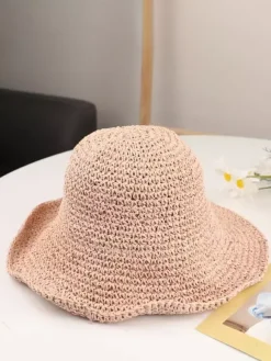 Summer Woven Straw Hat For Women Sun Protection Foldable Beach Hat 2026