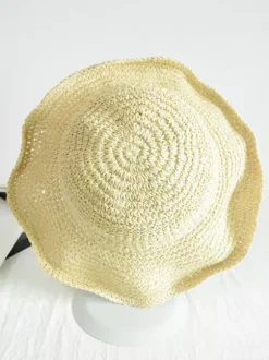 Summer Woven Straw Hat For Women Sun Protection Foldable Beach Hat 2026
