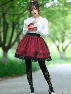 Sweet Lace Lolita SK Burgundy Lolita Skirts