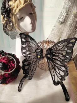 Sweet Lolita Accessories Dark Navy Flowers Headwear Polyester Miscellaneous