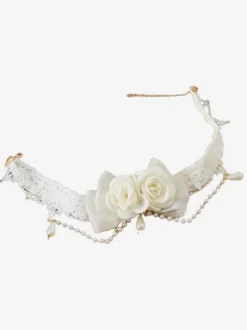 Sweet Lolita Accessories Ecru White Pearls Rose Choker Miscellaneous