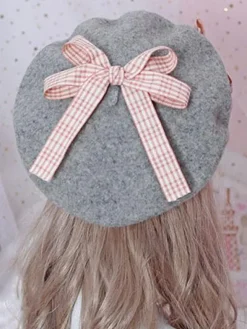 Sweet Lolita Beret Daisy Floral Bow Wool Lolita Hat