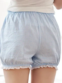 Sweet Lolita Bloomer Light Blue White Ghingham with White Trim