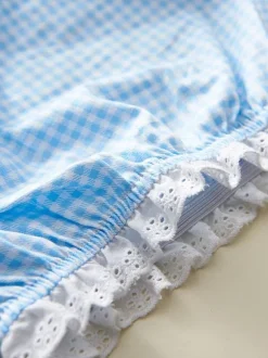 Sweet Lolita Bloomer Light Blue White Ghingham with White Trim