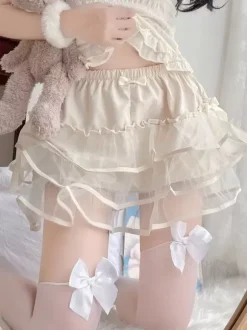 Sweet Lolita Bloomers Black Tiered Ruffles Loose Lolita Pant
