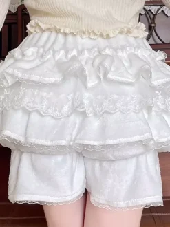 Sweet Lolita Bloomers Ruffles Lace Loose Pink Lolita Shorts