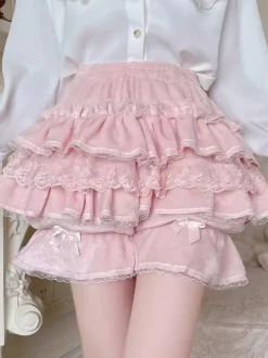 Sweet Lolita Bloomers Ruffles Lace Loose Pink Lolita Shorts