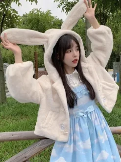 Sweet Lolita Coats Ecru White Overcoat Short Plush Fall Lolita Outwears