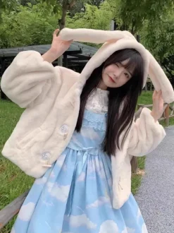 Sweet Lolita Coats Ecru White Overcoat Short Plush Fall Lolita Outwears