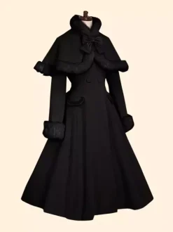 Sweet Lolita Coats Olive Butterfly Overcoat Cloak Synthetic Lolita Outwears