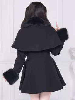Sweet Lolita Coats Pink Black Bows Overcoat Long Sleeve Fall Lolita Coat