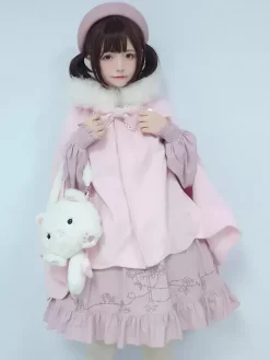 Sweet Lolita Coats Pink Coat Bows Ruffles Overcoat Polyester Fall Lolita Outwears