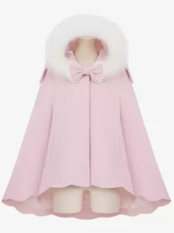Sweet Lolita Coats Pink Coat Bows Ruffles Overcoat Polyester Fall Lolita Outwears