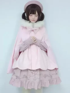 Sweet Lolita Coats Pink Coat Bows Ruffles Overcoat Polyester Fall Lolita Outwears