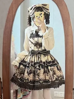 Sweet Lolita Dress Cotton Sleeveless Bows Sweet Jumper Lolita Dress