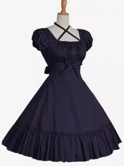 Sweet Lolita Dress OP Burgundy Short Sleeve Lolita One Piece Dress