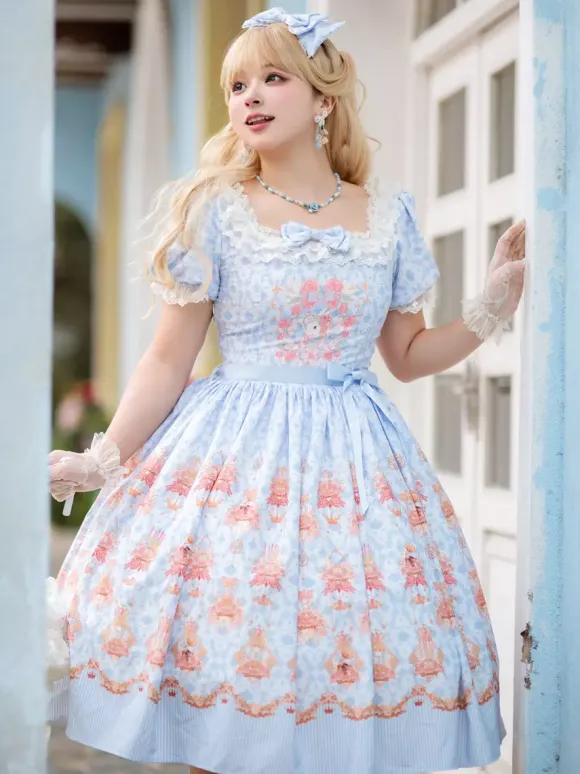 Sweet Lolita Dress Polyester Short Sleeves Dress Lolita Dress