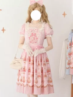 Sweet Lolita Dress Polyester Short Sleeves Dress Lolita Dress