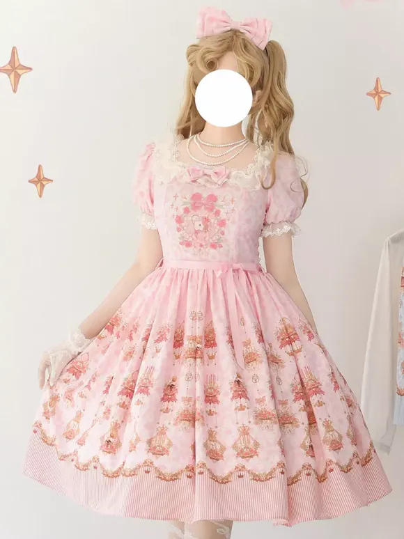 Sweet Lolita Dress Polyester Short Sleeves Dress Lolita Dress