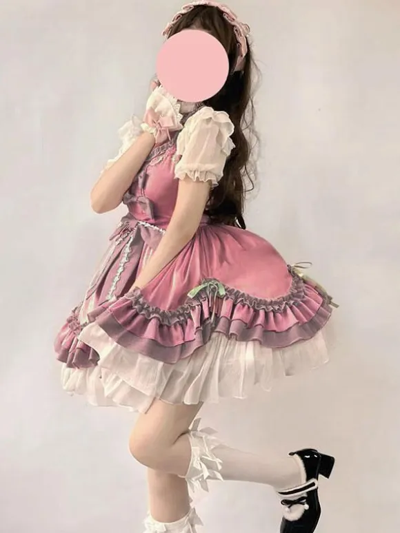 Sweet Lolita Dress Polyester Short Sleeves Dress