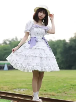 Sweet Lolita Dress Polyester Short Sleeves Dress Lolita Dress OP