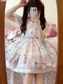 Sweet Lolita Dress Polyester Sleeveless Sweet Jumper Lolita Dress