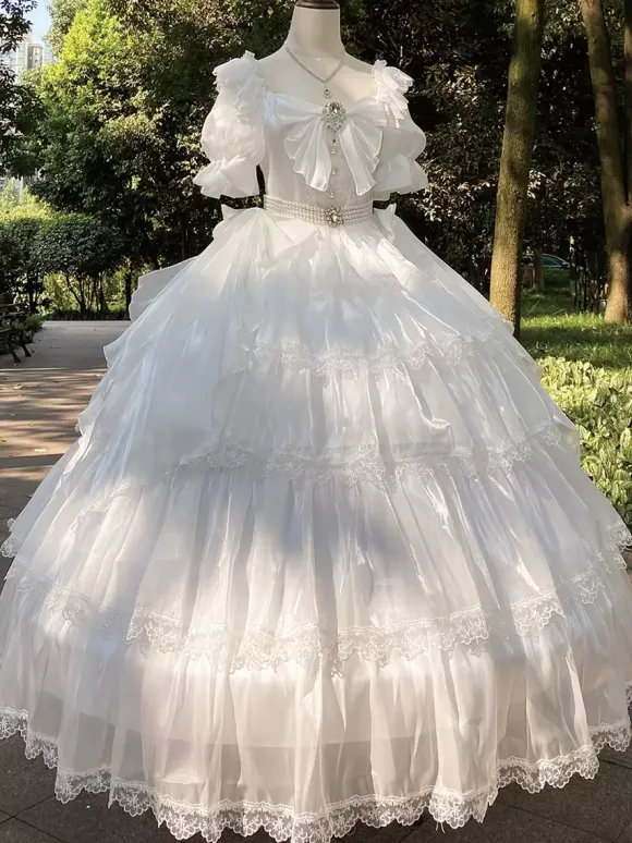 Sweet Lolita Dress Polyester Short Sleeves Lolita Dress