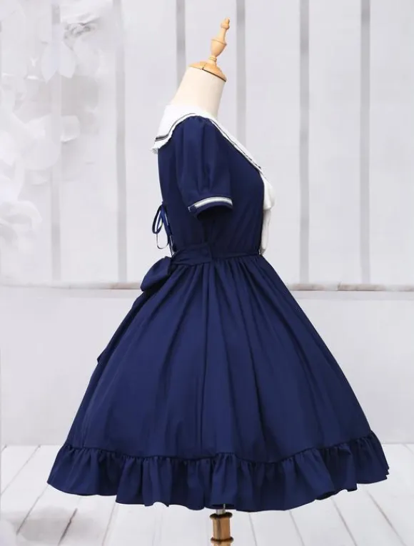 Sweet Lolita Dress Sailor Style Girl Asibuto Penta OP Lolita One Piece Dress