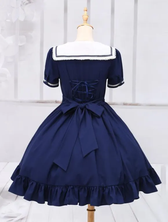 Sweet Lolita Dress Sailor Style Girl Asibuto Penta OP Lolita One Piece Dress