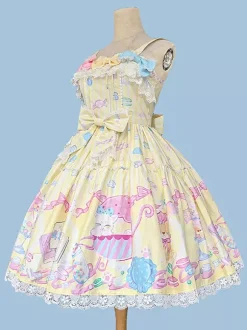 Sweet Lolita Dress Sleeveless Bows Jumper Sweet Fairytale Yellow Dress