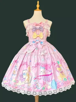 Sweet Lolita Dress Sleeveless Bows Jumper Sweet Fairytale Yellow Dress