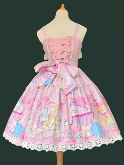 Sweet Lolita Dress Sleeveless Bows Jumper Sweet Fairytale Yellow Dress