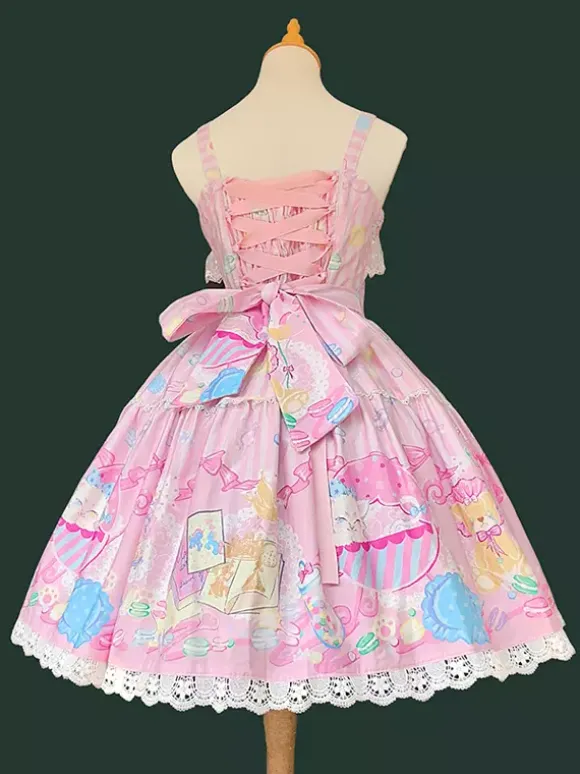 Sweet Lolita Dress Sleeveless Bows Jumper Sweet Fairytale Yellow Dress