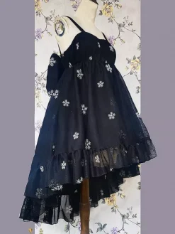 Sweet Lolita Dresses Polyester Sleeveless Ruffles Black Lolita Dress JSK