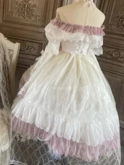 Sweet Lolita Elizabeth Tea Party Lace Ruffles Wedding Gorgeous Clairie Sleeve Lolita Dress With Sleeves