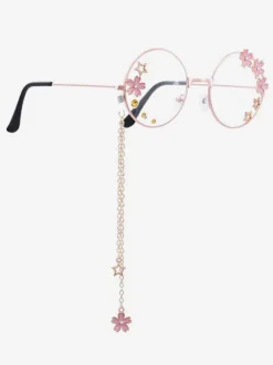 Sweet Lolita Glasses Pink Chains Flowers Stars Round Frame Sunglasses