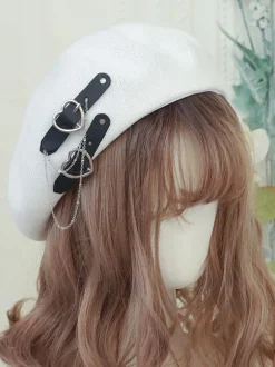 Sweet Lolita Hat Chains Accessory Hearts Pattern Polyester Black Lolita Hat