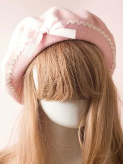 Sweet Lolita Hat Wool Bow Pom Pom Lolita Beret
