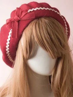 Sweet Lolita Hat Wool Bow Pom Pom Lolita Beret