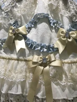 Sweet Lolita Lolita Polyester Sleeveless Lace Bandage Bows Light Sky Blue Lolita Dress