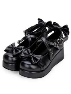 Sweet Lolita Shoes Bow Strappy Buckle Platform Lolita Footwear