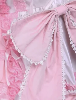 Sweet Pink Cotton Loltia Jumper Dress Bows Layers Ruffles