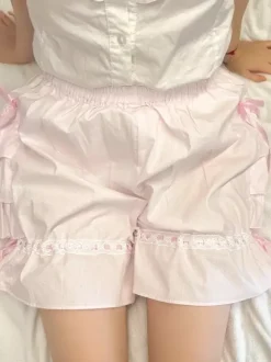Sweet Black Pink Lolita Bloomers Layered Ruffles Bow Ribbon