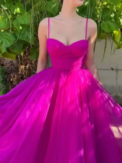 Sweetheart Neckline Tulle A-line Midi Slip Dress For Birthday Party 2026